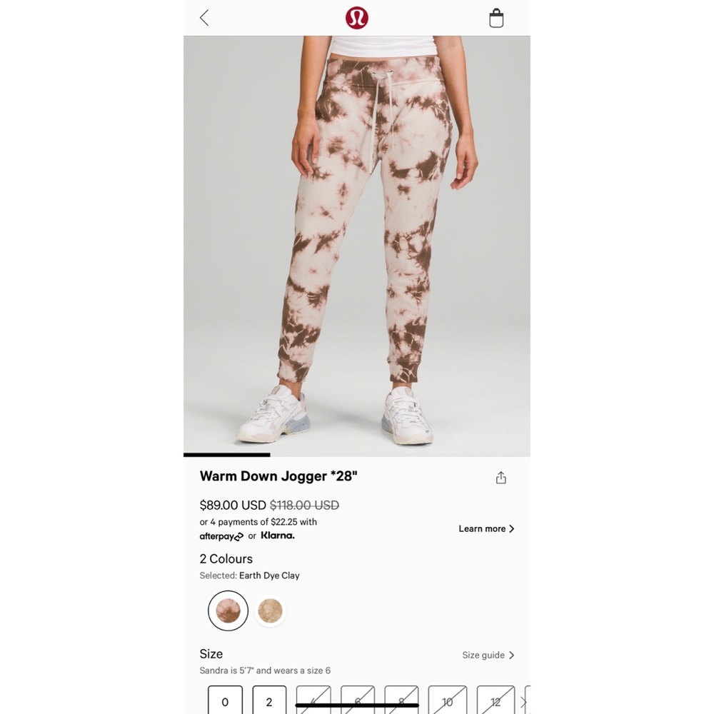 Lululemon warm down jogger